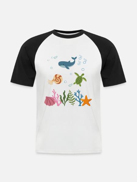 Wal Unterwasser Kinder Nautilus - Männer Baseball-T-Shirt - Weiß/Schwarz