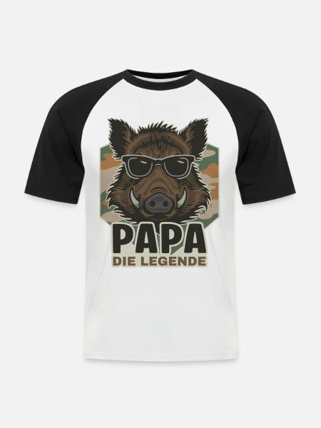 Papa die Legende Wildschwein - Männer Baseball-T-Shirt - Weiß/Schwarz