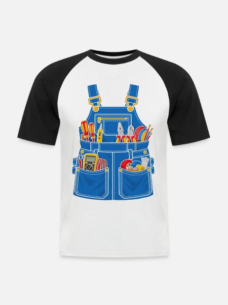 Elektriker Werkzeugschürze - Männer Baseball-T-Shirt - Weiß/Schwarz