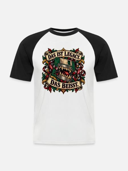 Legacy Beisst Kiefer Monster - Männer Baseball-T-Shirt - Weiß/Schwarz