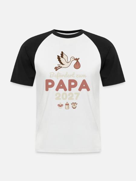 Befördert zum Papa 2027 – Süß - Männer Baseball-T-Shirt - Weiß/Schwarz