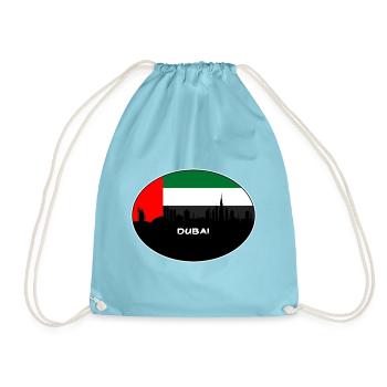 Dubai-Uae-Flaggen-Skyline-Schattenbild-Reise - Turnbeutel - Aqua - Vorne