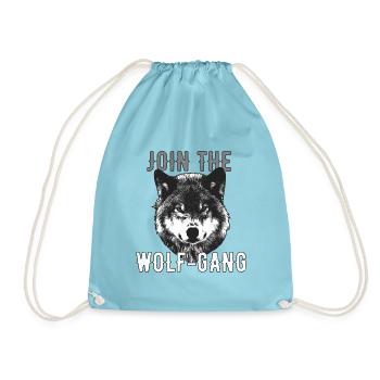 Join The Wolf Gang Wolfgang Vorname Name - Turnbeutel - Aqua - Vorne