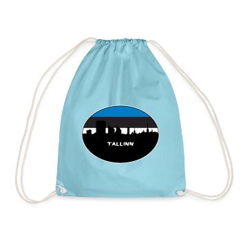 Tallinn Estland Flagge Skyline Silhouette Reisen - Turnbeutel - Aqua - Vorne