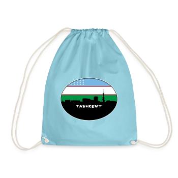Taschkent Usbekistan Flagge Skyline Silhouette Reisen - Turnbeutel - Aqua - Vorne