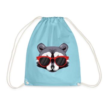 Waschbär mit roter Sonnenbrille - Cooler Typ - Turnbeutel - Aqua - Vorne