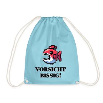 Beware Snappy - Funny Fish Design - Drawstring Bag - aqua - Front