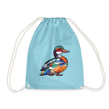 Mandarinente Bunte Aquarell-Tier-Karikatur - Turnbeutel - Aqua - Vorne