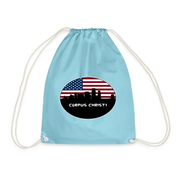 Corpus Christi Texas USA Flagge Skyline Reisen Souve - Turnbeutel - Aqua - Vorne