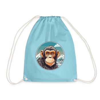 Schimpanse Aquarell Cartoon Kawaii Haustier Tier Co - Turnbeutel - Aqua - Vorne
