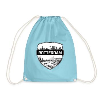 Rotterdam Netherlands Shield Crest Bridge Geschenk - Turnbeutel - Aqua - Vorne