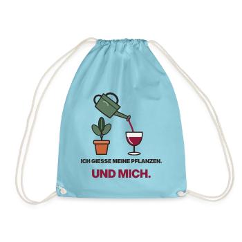 Gießen mit Wein und Grün - Turnbeutel - Aqua - Vorne