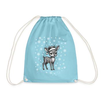 Rentier Schnee / reindeer snowflakes Weihnachten  - Turnbeutel - Aqua - Vorne