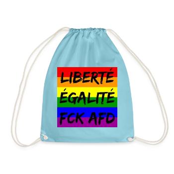 LIBERTÉ ÉGALITÉ FCK AFD REGENBOGEN FCK NZS, NO NZS - Turnbeutel - Aqua - Vorne