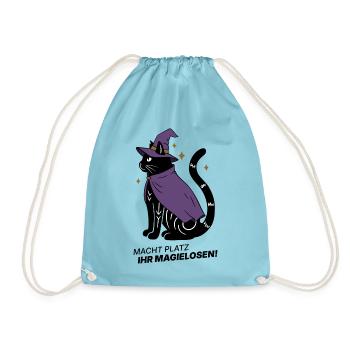 Macht Platz ihr Magielosen! – Schwarze Katze Hexe - Turnbeutel - Aqua - Vorne