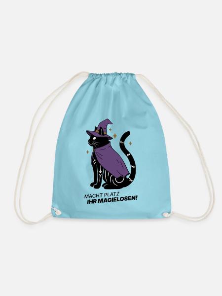 Macht Platz ihr Magielosen! – Schwarze Katze Hexe - Turnbeutel - Aqua