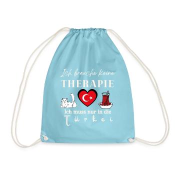 Türkei Ich brauche keine Therapie Geschenkidee  - Turnbeutel - Aqua - Vorne