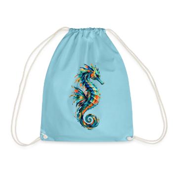 Türkis-Seepferdchen - Turnbeutel - Aqua - Vorne