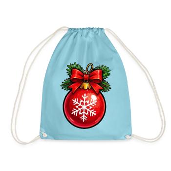 Rote Weihnachtkugel mit Schneeflocke - Turnbeutel - Aqua - Vorne