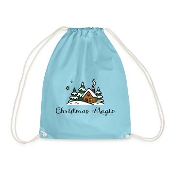 Christmas Magic – Winterliches Weihnachtshaus - Turnbeutel - Aqua - Vorne
