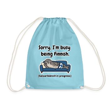 Beschäftigt als finnischer Saimaa-Robbe - Turnbeutel - Aqua - Vorne