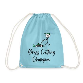 Grass Cutting Champion – Rasenmäher Humor - Turnbeutel - Aqua - Vorne