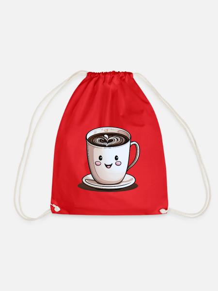 Lächelnde Tasse Kaffee - Turnbeutel - Rot