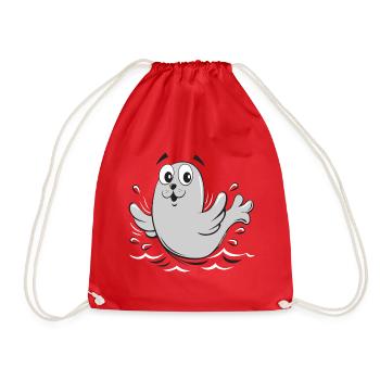 FUN BABY SEAL, SAIMAANNRPAPA TEXTILES (10-43) - Turnbeutel - Rot - Vorne