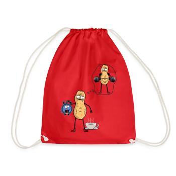 Peanut Morning Grouch Early Bird Bodybuilder - Drawstring Bag - red - Front