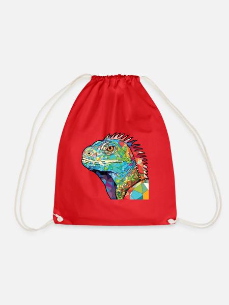 Leguan Buntes Aquarell Tier Haustier Illustration - Turnbeutel - Rot