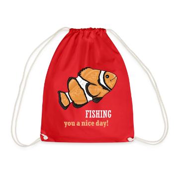Clownfisch Humor Shirt – Fischers Freude - Turnbeutel - Rot - Vorne