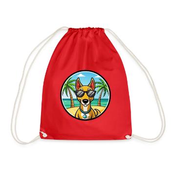 Russischer Harlekin Hund Rasse Cartoon Strand - Turnbeutel - Rot - Vorne