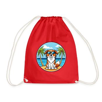 Nederlandse Kooikerhondje Race de chien Cartoon Beach - Sac de sport léger - rouge - Devant