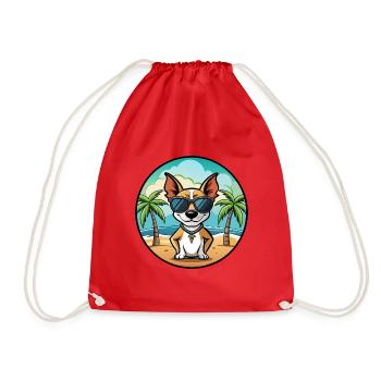 Decker Rat Terrier Hunderasse Cartoon Sonnenbrille - Turnbeutel - Rot - Vorne