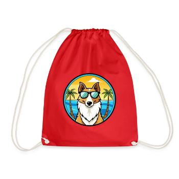 Smooth Collie Hunderasse Cartoon Sonnenbrille Strand - Turnbeutel - Rot - Vorne