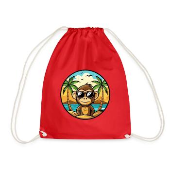 Singe Drôle Dessin Animé Plage D’été Lunettes De Soleil Cool - Sac de sport léger - rouge - Devant