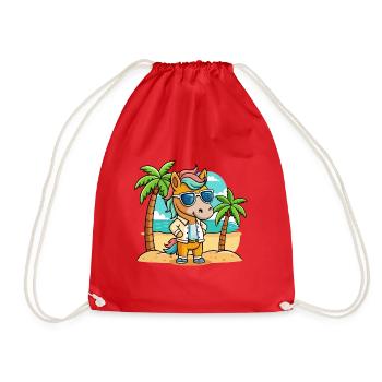 Pferd Lustige Cartoon Sommer Strand Sonnenbrille - Turnbeutel - Rot - Vorne
