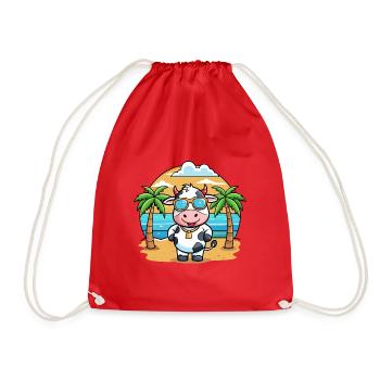 Kuh Lustige Cartoon Sommer Strand Sonnenbrille - Turnbeutel - Rot - Vorne