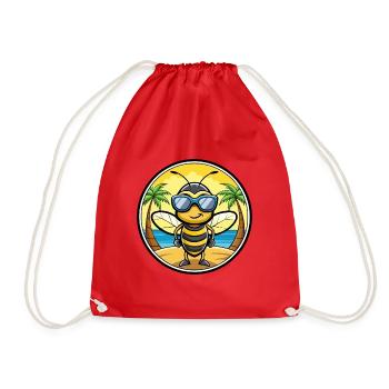 Biene Lustige Cartoon Sommer Strand Sonnenbrille Aufkleber - Turnbeutel - Rot - Vorne