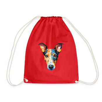 Glatte Foxterrier-Hunderasse buntes Aquarell - Turnbeutel - Rot - Vorne