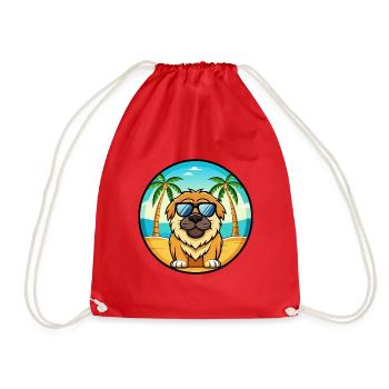 Tibetische Dogge Hunderasse Cartoon Sonnenbrille Strand - Turnbeutel - Rot - Vorne