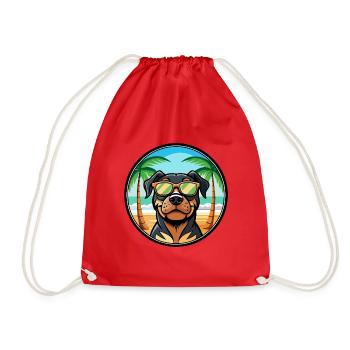 Rottweiler Chien Race Dessin Animé Lunettes De Soleil Plage - Sac de sport léger - rouge - Devant