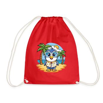 Pinguin Lustige Cartoon Sommer Strand Sonnenbrille - Turnbeutel - Rot - Vorne