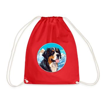 Berger De Beauce Hunderasse Cartoon Kawaii Watercol - Turnbeutel - Rot - Vorne