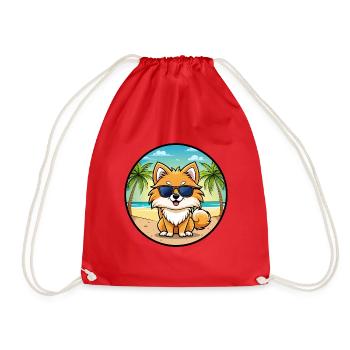 Poméranie Spitz allemand race de chien Cartoon Beach - Sac de sport léger - rouge - Devant