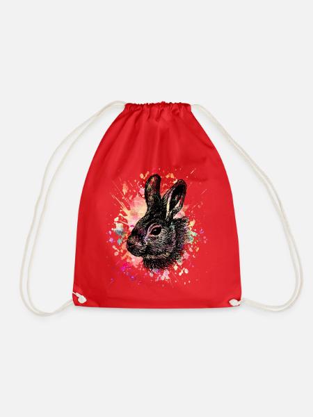 Kaninchen Hase Haustier Shirt Watercolor - Turnbeutel - Rot