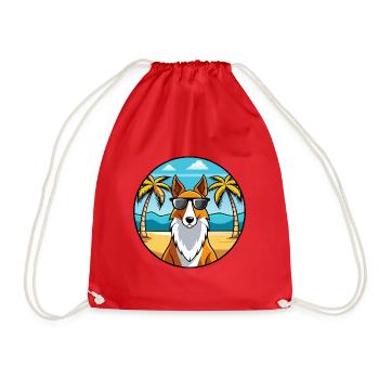 Smooth Collie Hunderasse Cartoon Sonnenbrille Strand - Turnbeutel - Rot - Vorne