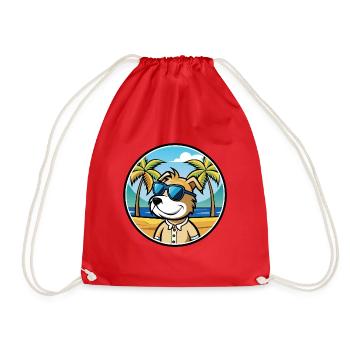 Sporting Lucas Terrier Hunderasse Cartoon Beach - Turnbeutel - Rot - Vorne