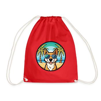 Perro De Presa Mallorquinische Hunderasse Cartoon Beach - Turnbeutel - Rot - Vorne