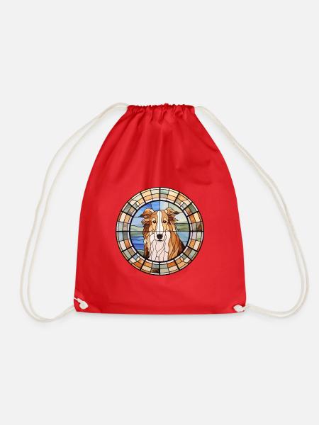 Rauer Collie Hund Rasse Buntes Glas Buntes Wate - Turnbeutel - Rot